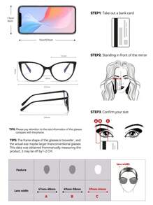 Unisex Computer/Gaming/TV/Phone Plastic Cat Eye Frame Glasses, Reduce Eye Strain, Fashion Clear Lens Glasses Frame - Black - View 6