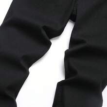 Men's Slim Fit Stretch Jeans Ripped Distressed Straight Leg Fashion Black Pants-2025 - 黑色(修身款) - 查看 11