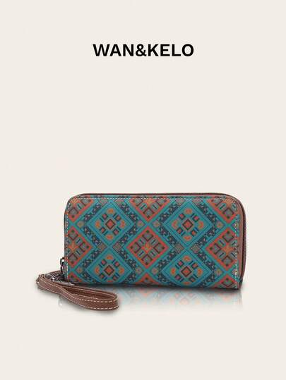 RFID 女士钱包，复古波西米亚风格女士腕带钱包，带防水零钱包和卡槽