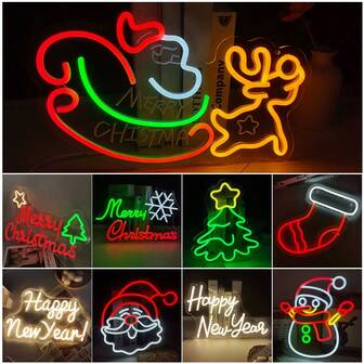 1 件圣诞霓虹灯，USB 供电，圣诞礼物，LED 装饰灯适用于房间、派对、卧室、节日、厨房、商店、酒吧、咖啡厅装饰圣诞装饰圣诞节装饰圣诞树礼物装饰感恩节婚礼家居装饰家居装饰秋季装饰秋季装饰生日装饰礼品派对用品室内室外花园节日装饰万圣节装饰墙壁装饰万圣节饰品