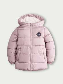 SOLOCOTE 女孩可爱冬季连帽棉衣，带口袋，温暖舒适，适合休闲外出，圣诞礼物 - 粉色 - 查看 5