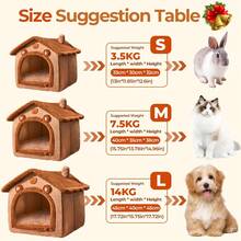 DDCAQIOUA Cat House, Universal For All Seasons, Enclosed Cat House, Full Security, Villa, Cat House, Removable And Washable Dog House, Warm Cat Dog House In Winter - 棕色 - 查看 2