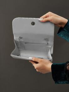 Túi cầm tay buổi tối thanh lịch, thời trang sáng bóng, túi xích vuông nhỏ tinh tế, sang trọng, quyến rũ, phù hợp cho phụ nữ, sinh viên, nhân viên văn phòng, cô dâu làm túi xách buổi tối, ví, túi xách cho đám cưới, tiệc sinh nhật của phụ nữ, vũ hội, tiệc chiêu đãi, một món quà tuyệt vời cho phụ nữ - Bạc - Xem 5