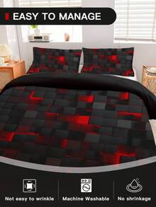 Juego de ropa de cama de 3 piezas con impresión digital de alta definición, incluye: 1 funda nórdica con 4 lazos en las esquinas y cremallera, 2 fundas de almohada, colores vivos, patrón a cuadros 3D resistente, adecuado para dormitorio/dormitorio (niños/niñas)/viaje