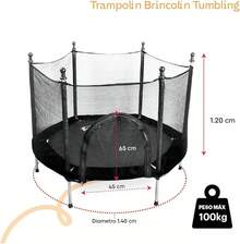 Trampolin para Niños Infantil con Red De  |   Brincolín para Niños para Fiestas Interiores y Exteriores |   Postes Protegidos Acolchados Cubiertos |   2 Colores - Negro - Ver 4