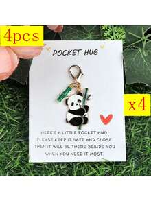 1pc/4pcs Cute Panda Oil Drop Key Chain With Pocket Hug Card, Inspirational Card, Cartoon Keychain, Adorable Animal Design, Suitable For Backpack/Bag, Unisex, Back To School Backpack For School Letter Car Accessories Goth Y2k Christmas Gift Ideas Bag Lanyards With Id Holder Car Accessories Bag Charms
