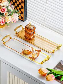 1pc Plastic PS Rectangular Plate Set, Breakfast Tray, Snack Plate, Fried Food Plate, French Fry Dish, Sushi Plate, Dessert Plate, Suitable For Party, BBQ And Sweets, Towel Tray, Dishwasher - White - View 5