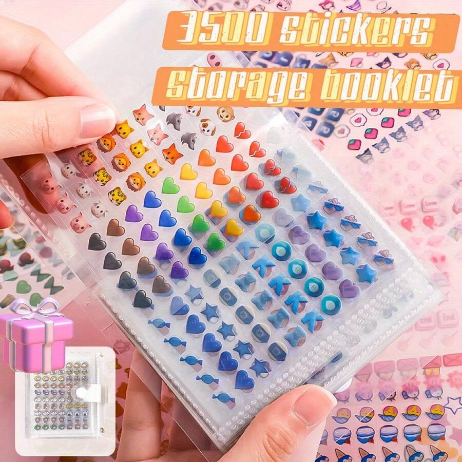 [Cute Sticker Set] 3500/7000 Piece Mini Cute Sticker Set With Storage Book | Portable Transparent Plastic Material, Various Cute Patterns, Suitable For DIY Diaries, Handicrafts, Notebooks, Scrapbooks, And Computer Decoration. - Multicolor - View 1