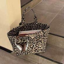 2025 New Leopard Print Canvas Tote Bag, High-End Casual Commuter Shoulder Bag With Large Capacity For Women, New Fall Winter Cheetah Print Purse For Women