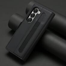 OUKNOEO Fashion Business Faux Leather Phone Case, Compatible With Samsung Galaxy Z Fold 7 6 5 4 3, With Pen Slot And 3 Card Slots, Anti-Theft Plush Wallet Style Protective Cover - Black - View 11