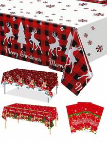 1pc Christmas Disposable TableCloths Table Cover Plastic,Christmas Party Tablecloth,54 * 108inch,Rectangular Tablecloth,Red Gingerbread Man, Great For Kitchen And Restaurant Holiday Decorations - Buffalo Plaid Snowflake Deer Christmas Tree Rectangular Tablecloth For Christmas Party Tablecloth Restaurant Holiday Christmas Table Decorations