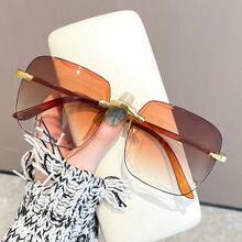 4pcs Square Rimless Women's Fashion Eyewear Ladies Men's Spring/Summer Fashion Eyewear Holiday Beach Travel (Eyewear Case Not Included) - Multicolor - View 5