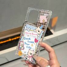 Funda rosa con diseño de cuadrícula West Highland New Cube con orificio grande y ángulo recto. Compatible con teléfonos móviles 16/15/14/13/12 Pro, 14, 15, 16 Plus y 12 Pro. Superficie brillante, anticaídas y protectora. Ideal para cumpleaños y fiestas. - transparente - Ver 3