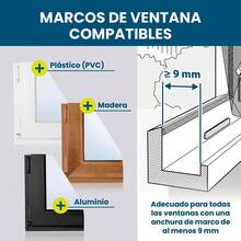 Mosquitera para ventana, recortable individualmente hasta un máximo de 150 x 130 cm, sin necesidad de taladrar ni atornillar, fijación con 16 imanes. - Blanco - Ver 4