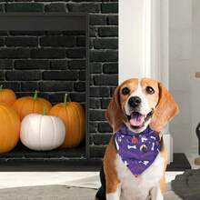 Halloween Pet Bandana, Candy Pumpkin Triangle Scarf, Suitable For Small Dogs And Cats, Applicable For Halloween, Day Of The Dead Holiday Party Decoration