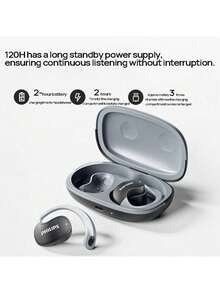 PHILIPS TAT2708 骨傳導概念藍牙耳機 掛耳舒適配戴長時間不痛 AI通話降噪清晰溝通 適合辦公通話與日常休閒 黑色 - 黑色 - 查看 2