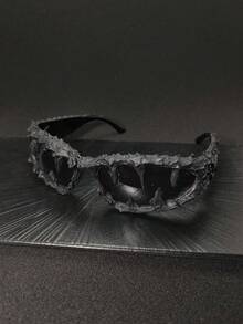 1 件骷髅装饰滴胶手工随机效果不对称复古波西米亚优雅派对镜框男女通用时尚眼镜