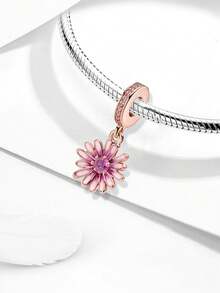 1 pieza Elegante cuenta de plata de ley 925 con degradado de margarita para pulseras y brazaletes de mujer, manualidades de joyería y combinación con atuendos diarios, decoración de joyería para niñas