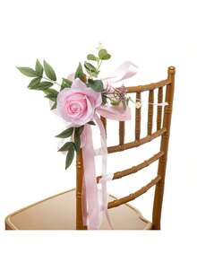1 peça/6 peças de flores artificiais, cadeiras de corredor de casamento decoradas com rosas artificiais, decoração elegante para assentos de banco de igreja, adequada para cerimônias de casamento, recepções, Natal, Dia dos Namorados, banquetes, aniversários, festas e ocasiões especiais, presentes de verão, praia, volta às aulas, material escolar, decoração de quarto - Multicolorido - Ver 8
