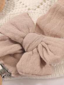 2pcs Baby Solid & Printed Pacifier Clips, Bowknot Pacifier Holder, Wooden 3-Hole Pacifier Clips, Suitable For Daily Use In Blue, Pink, Khaki - Multicolor - View 7