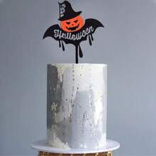 1pc/3pcs Happy Halloween Cake Topper Acrylic Spider Bat Pumpkin Ghost For Halloween Party Dessert Cake Baking Decor