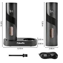 SUSTEAS Sea Salt And Pepper Grinder, Rechargeable With Charging Base, Set Of 2, Can Be Operated With One Hand, 6 Selectable Grind Settings, Kitchen Seasoning - Black - View 3