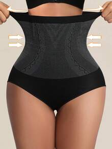 1件装无缝收腹提臀内裤高腰塑形内裤束腰塑身衣女士塑身裤女士内衣女式内裤提臀裤 - 黑色 - 查看 3