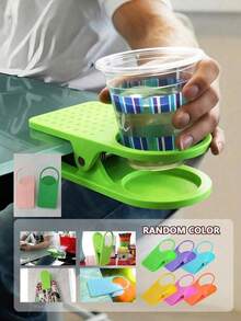 New Large Size Table Edge Cup Holder/Cup Stand, Clip-On Office Desk Edge Cup Holder ,Drinking Cup Holder Creative Portable Drinking Cup Holder Clip Clamp For Desk Table Office Cup Coffee Drink Holder(Random Color) - Multicolor - View 2