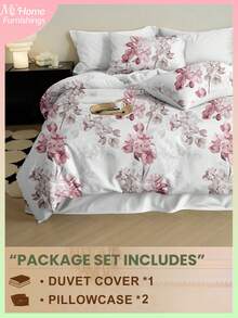 3-Piece Printed Bedding Set, 1 Duvet Cover And 2 Pillowcases, Soft And Comfortable Home Textiles, Skin-Friendly, Multiple Colors Available, Dorm Bedding For Boys And Girls, Simple And Fashionable Home Decor, Soft And Comfortable Bedroom Bedding, Fashionable Set, Machine Washable, No Filling, Back To School Bedding - White - View 1