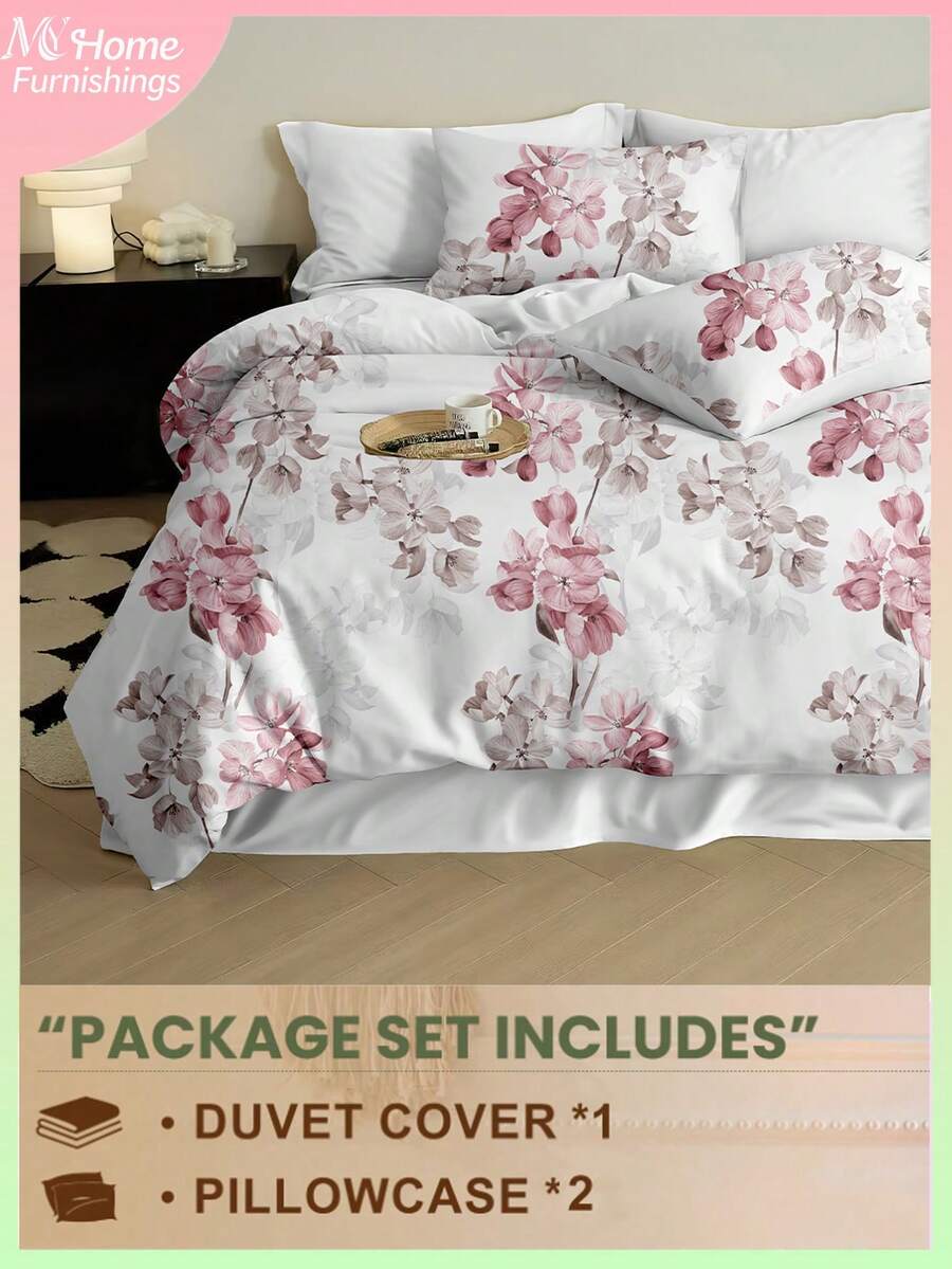 3-Piece Printed Bedding Set, 1 Duvet Cover And 2 Pillowcases, Soft And Comfortable Home Textiles, Skin-Friendly, Multiple Colors Available, Dorm Bedding For Boys And Girls, Simple And Fashionable Home Decor, Soft And Comfortable Bedroom Bedding, Fashionable Set, Machine Washable, No Filling, Back To School Bedding - White - View 1