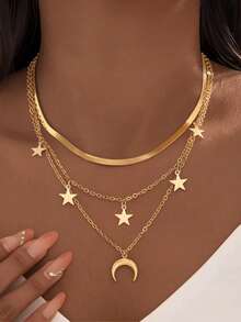 1pc Vintage Punk Rock Band Logo, Star, Moon Stainless Steel Pendant Necklace For Women, Suitable For Daily Wear, Concerts, Parties, Gifts - necklace - View 9