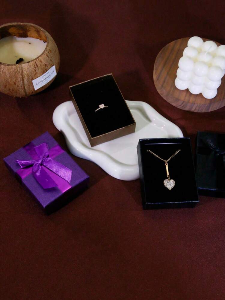 12 件黑色/红色优雅珠宝礼品盒，柔软衬里，安全封口 - 坚固的纸板矩形抽屉，带圆角，适合婚礼、生日、周年纪念派对 - 奢华收纳盒，可存放项链、手镯、耳环、戒指 - 家居装饰收纳（无需组装），时尚包装，优质材料，耐用结构，多抽屉盒，非常适合新娘配饰、节日生日礼物、浪漫礼物 - 黑色 - 查看 3