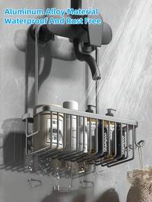 1 Stück Duschkorb zum Aufhängen für das Badezimmer, Badezimmer Aufbewahrungsregal, Badezimmer Aufbewahrungskorb, Shampoo- und Duschgel-Halter-Organizer, Badezimmer Accessoires, Badezimmer Aufbewahrung und Organisation, Material aus Aluminiumlegierung, wasserdicht und rostfrei, nagel freie Installation, Abtropfkorb, Aufbewahrung