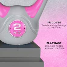 SPORTNOW Kettlebell, 2kg Kettle Bells With Handle For Home Gym Weight Lifting And Strength Training, Pink And Grey - Pink - View 5