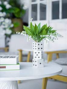 1个手工骰子花瓶 - 独特装饰，适合插干花、玫瑰、芦苇 - 精美设计，适合任何现代空间 - 礼品，令人愉悦，适合作为圣诞礼物、圣诞装饰品、家居装饰品、卧室装饰玻璃花瓶 - 彩色 - 查看 4