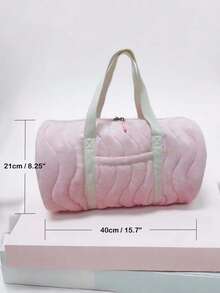 Joyeuse Casual Cute Dopamine Style Lightweight Soft Plush Puffy Down Knitting Quilt Bag Pink Luggage Bag Duffel Bag For Girls And Women Perfect For Gift Bag And For Fall Essential For Gym And Sport