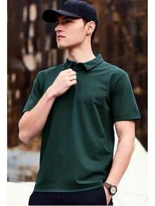 Men's PLAIN POLO Shirt Premium Cotton Pique Fabric Promotion - 軍綠色 - 查看 2