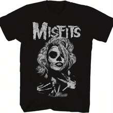 Misfits Band T Shirt Web Woman Adult Black Short Sleeve American Punk Rock Music Graphic Tees Men's Summer Round Neck Short Sleeved Casual Cotton Print A Surprise Gift For Family And Friends - 黑色 - 查看 1