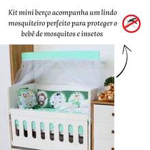 Kit Mini Berço Menina Menino com Trança Sublimado Light 10 Peças - Amiguinhos Da Floresta Verde - Visão 4