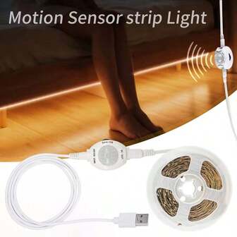 Tira de luz LED con sensor de movimiento y alimentación por USB con encendido/apagado automático - Perfecta para cocinas, dormitorios, escaleras, salas de estar y armarios