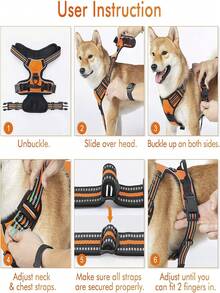 1.5m Leash + Adjustable Harness For Dogs, Universally Suitable For Bully Corgi Doberman, Comfortable Top For Walking - Multicolor - View 4