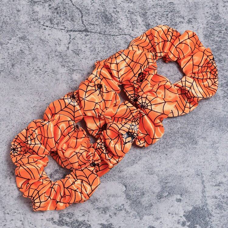 Chouchou à motif toile d'araignée d'Halloween, élastiques à cheveux, chouchous, sport - Multicolore - Voir 4