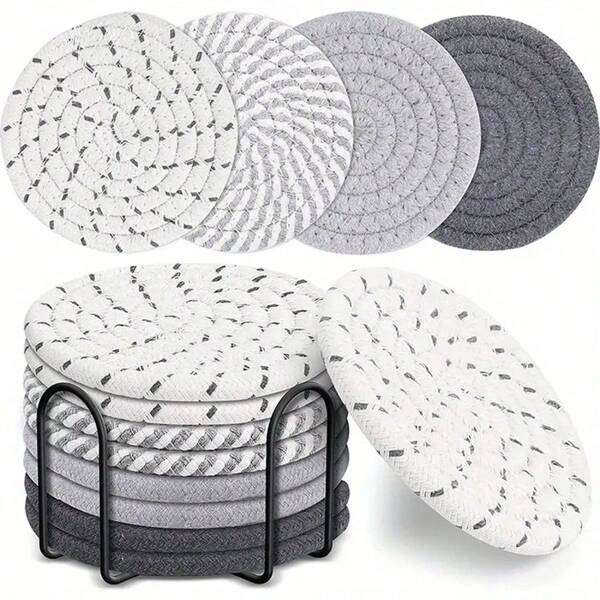 4pcs Valentine's Day Coasters, Handmade Woven Heart-Shaped Coasters, Pink And Red Coasters, Non-Slip Absorbent Drink Mats, Suitable For Home, Restaurant, Tea House And Bar Decor (Shelf Not Included)