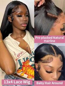 40 Inch Lace Front Wigs Human Hair Brazilian 13x4 Frontal Wig HD 13x6 Human Hair HD Transparent Bone Straight Lace Front Wigs - Natural Black - 查看 3