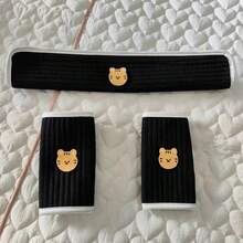 WholeNight 3件套儿童汽车安全带肩垫套、婴儿推车把手保护套、防咬口水围兜、安全带套 - 彩色 - 查看 15