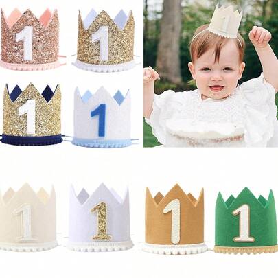1st Birthday Party Crown Hat & Decor For Baby Girl, 1 Year Old Birthday Gift, Infant Photography Props, Baby Milestone Outfit, Baby Girl Decoration, 1st Birthday Gift, Infant Photography Props, Baby Milestone Outfit