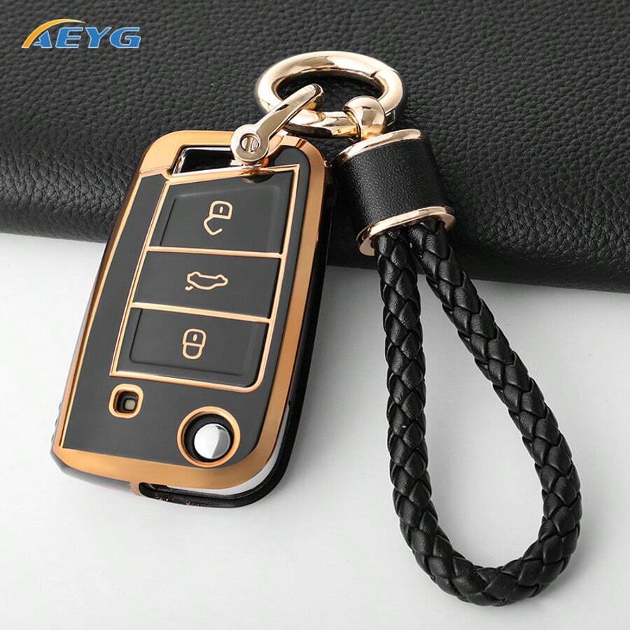 TPU汽車鑰匙保護套 適用於 Tiguan、Golf 7、Touran、Touareg、Octavia - 大眾B款 - 查看 1
