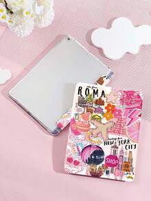 旅行图案 iPad 保护套，兼容 iPad 9.7/10.2/10.5/10.9/12.9/Pro 11（第十代），兼容三星 Galaxy Tab S6 Lite 10.4 英寸，兼容 Kindle Paperwhite 第十二代（2024 年款），Kindle（第十一代）（2022 年发布），柔软防震保护，智能支架/自动唤醒/睡眠功能