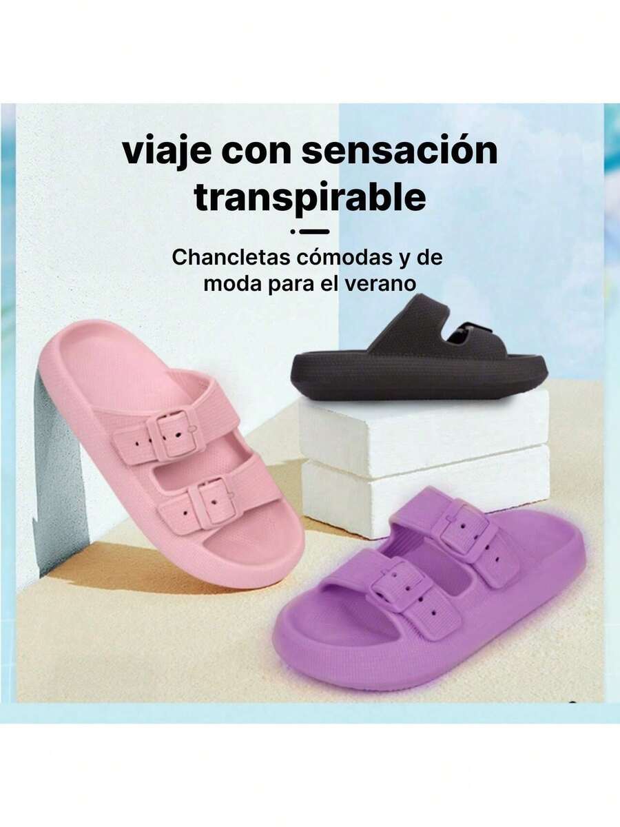Pantuflas Antideslizantes de EVA – Diseño con Hebilla Ajustable, Secado Rápido y Uso en Interiores y Exteriores - Morado - Ver 1