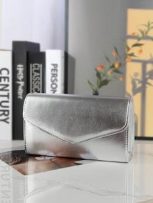 Túi xách nữ màu bạc thời trang hàng ngày, kiểu dáng thường ngày. - Bạc - Xem 2